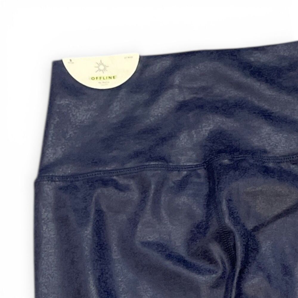 Offline by Aerie Crossover High Waisted Crackle Leggings blue Sz Small - Picture 2 of 5